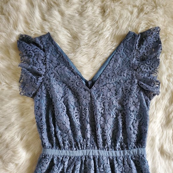 Madewell Blue Lace Flutter Sleeve Dress Size 2 EUC - Picture 8 of 15